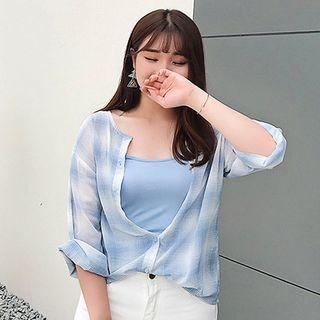 Set: Plaid Blouse + Camisole