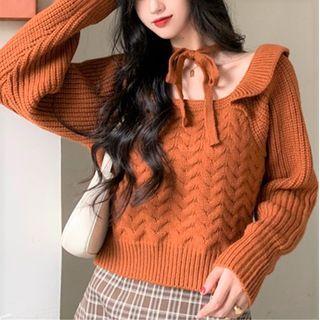 Square Neck Plain Knit Top