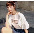 Printed Cut-out Bell-sleeve T-shirt