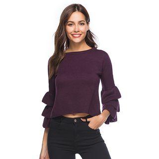 Bell-sleeve Crop Sweater