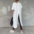 Short-sleeve Midi T-shirt Dress White - One Size