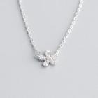 Rhinestone Floral Necklace S925 Silver - Silver - One Size