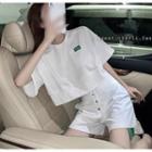 Set: Short-sleeve Cropped T-shirt + High Waist Shorts