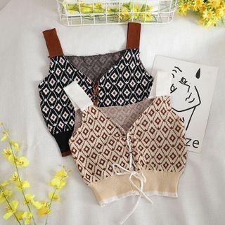 Lace-up V-neck Top