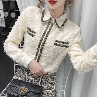 Collared Fringed Blouse