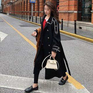 Beaded Trim Double Breasted Coat