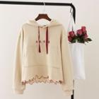 Lettering Embroidered Hoodie Off-white - One Size