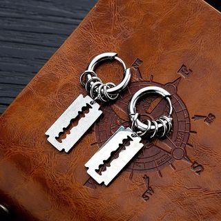 Stainless Steel Razor Dangle Earring 547 - 1 Pair - One Size