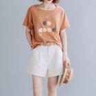 Set: Lettering Short-sleeve T-shirt + Wide-leg Shorts