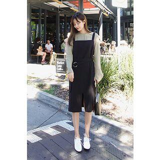 Pocket-side Belted Jumper Dress