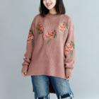 Embroidered Dip Back Sweater