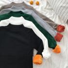 Fleece-lined Long-sleeve Mock Neck Knit Top
