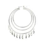Alloy Leaf Fringed Layered Hoop Earring Silver - One Size