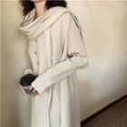 Long-sleeve Knit Midi Dress / Scarf