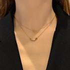 Geometric Pendant Layered Necklace Ax129 - Rose Gold - One Size