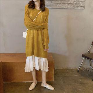 Long-sleeve Knit Dress / Spaghetti Strap Dress