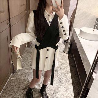 Long-sleeve Plain Shirt / Drawstring Plain Vest