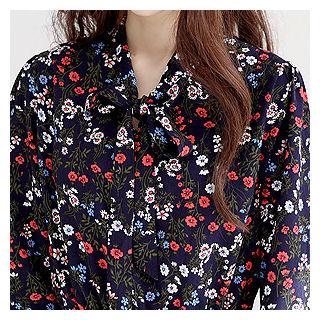 Set: Floral Printed Chiffon Dress + Knit Vest