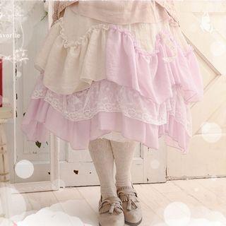Layered Lace-panel Skirt