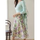 Flared Midi Floral Skirt