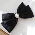 Bow Fabric Faux Pearl Hair Clip Hair Clip - Black - One Size