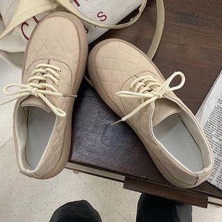 Faux Leather Platform Lace Up Sneakers