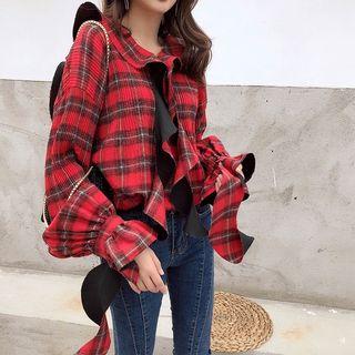 Check Ruffle Loose-fit Shirt