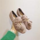 Bow Tasseled Furry Loafers