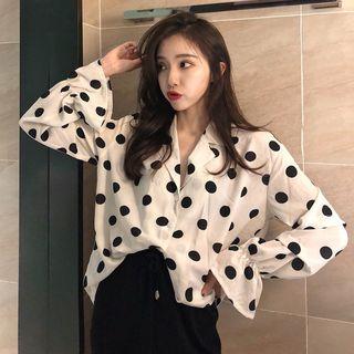 Dotted Shirt / Wide-leg Knit Pants