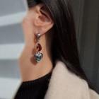 Heart Rhinestone Dangle Earring 1 Pair - Stud Earring - Silver - One Size