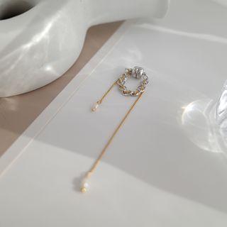 Pearl Magnetic Cuff Earring 1 Pc - Silver & Gold - One Size
