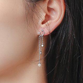 925 Sterling Silver Asymmetrical Dangle Earring 1 Pair - 925 Silver - Earrings - Asymmetrical - One Size