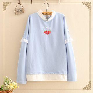 Strawberry Embroidered Long-sleeve Top