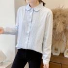 Polka Dot Lace Trim Long-sleeve Shirt