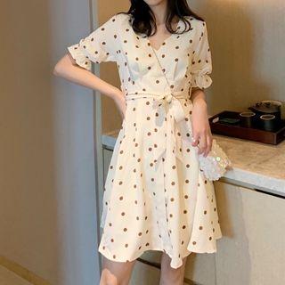 Polka Dot Drawstring-waist Dress As Shown In Figure - One Size