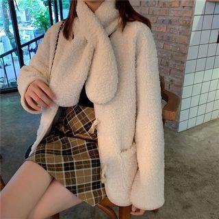 Set: Faux Shearling Duffle Jacket + Scarf