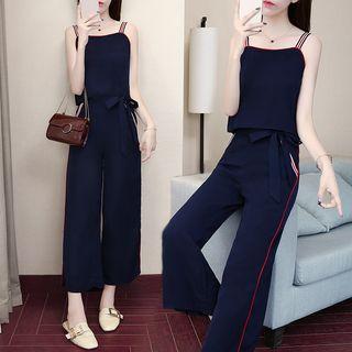 Set: Strappy Top + Crop Wide Leg Pants
