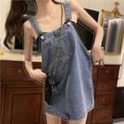 Demin Mini A-line Overall Dress Denim Blue - One Size