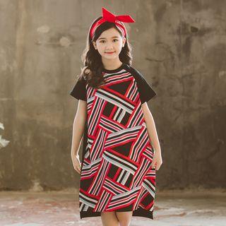Family Matching Short-sleeve Pattern Paneled Midi Dress