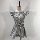 Off-shoulder Striped Playsuit With Sash