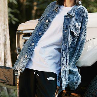 Ombre Lettering Shirt Jacket