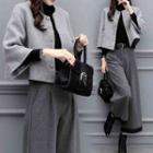 Set: Cropped Buttoned Jacket + Cropped Wide Leg Pants