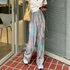 Print Wide-leg Pants Pink & Green - One Size
