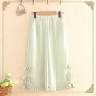 Bow-detail Ruffle-hem Chiffon Pants As Shown In Figure - One Size