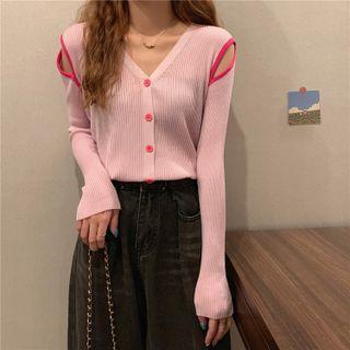 Cold-shoulder V-neck Cardigan