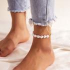 Faux Pearl Alloy Anklet 0753 - Gold - One Size