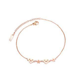 Simple And Fashion Plated Rose Gold Heart-shaped Stars 316l Stainless Steel Anklet Rose Gold - One Size