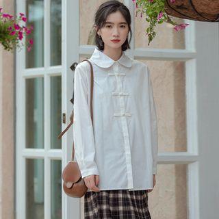 Frog-buttoned Blouse White - One Size