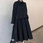 Plain Oversized Shirt / Midi A-line Skirt