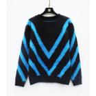 Chevron Mohair Long-sleeve Knit Sweater